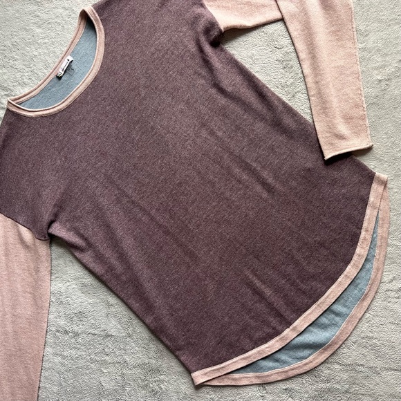 Smartwool Shadow Pine Pastel Colorblock Sweater Merino Wool Sparrow Heather Sz S - Picture 1 of 11